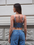 Set Bralette e slip azzurro a fiori oro