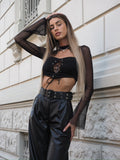 Blusa in velo con lacci