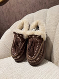 Mocassino Invernale con Zeppa ricamato choco