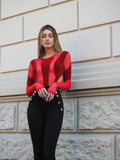 Body con trasparenza e glitter rosso