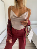 Top con scollo cipria