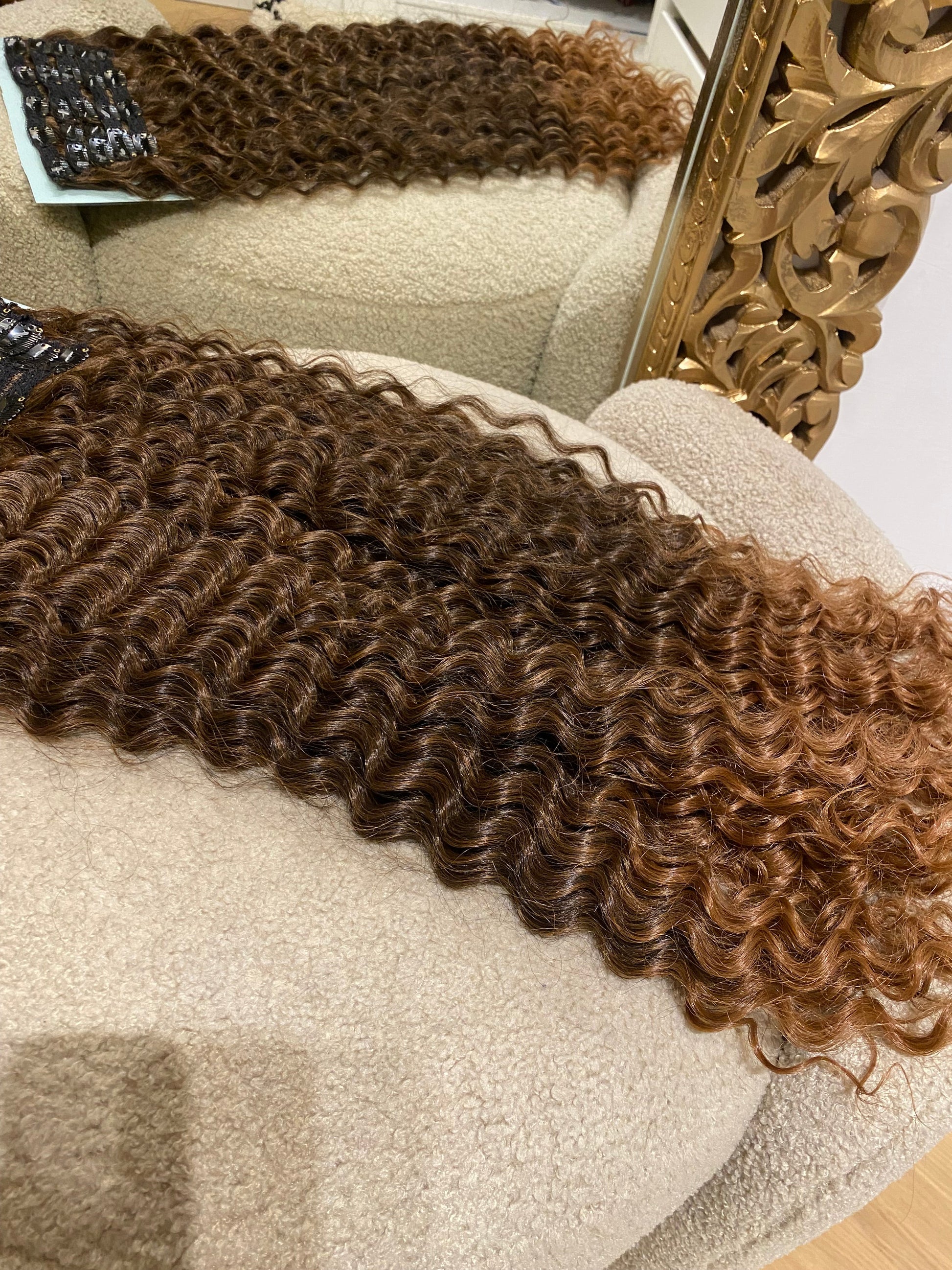 Maxi fascia Riccia con clip castano Degradè T1b/30