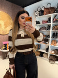 Maglioncino a righe con colletto