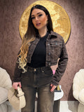 Completo Denim Dark Brown – Giacca Crop & Pantalone Flare