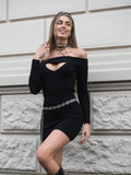 Abito in maglia nero scollo a barca
