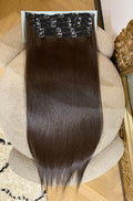 7 fasce liscia con clip castano scuro