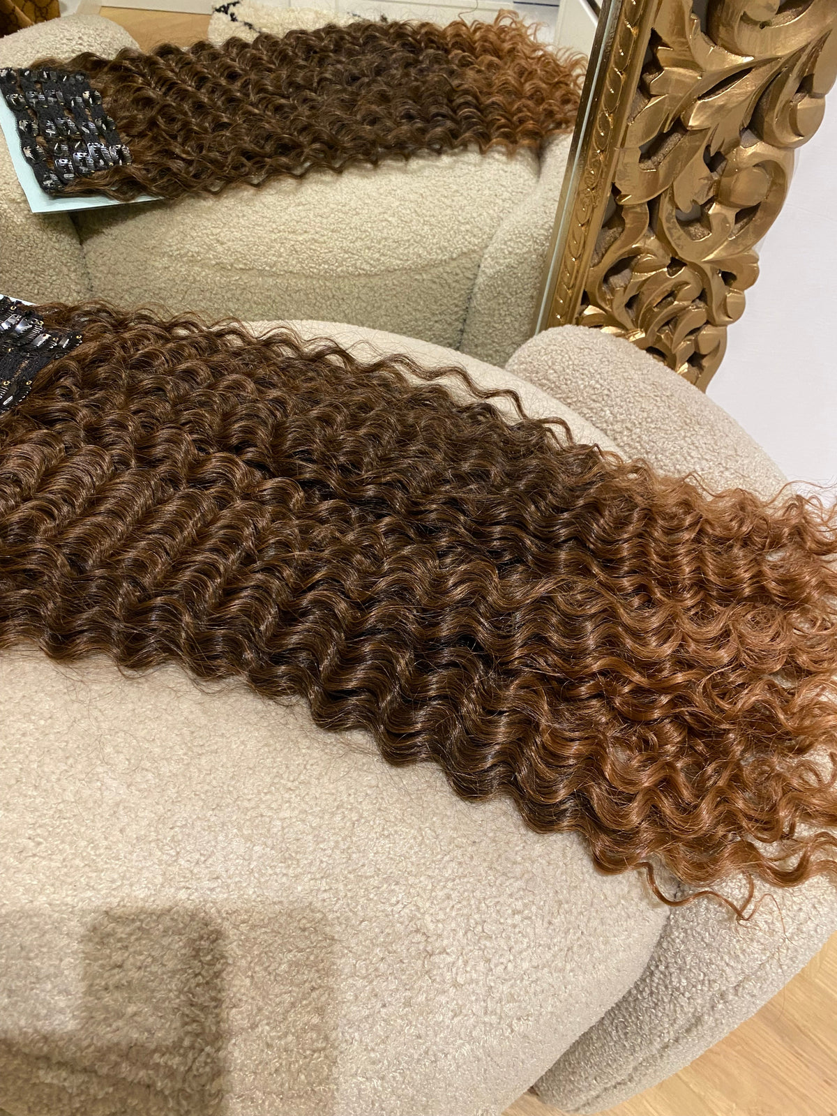 Maxi fascia Riccia con clip castano Degradè T1b/30