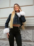 Giaccone in jeans con pelo