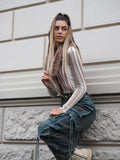 Maglione con pelliccia camel