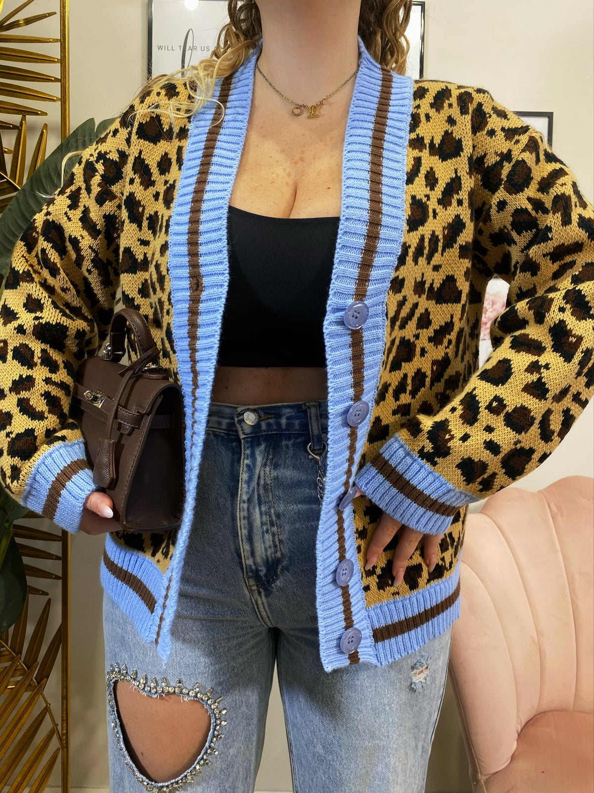 Cardigan animalier celeste