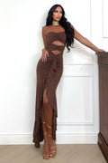 Abito a fascia choco con rouches