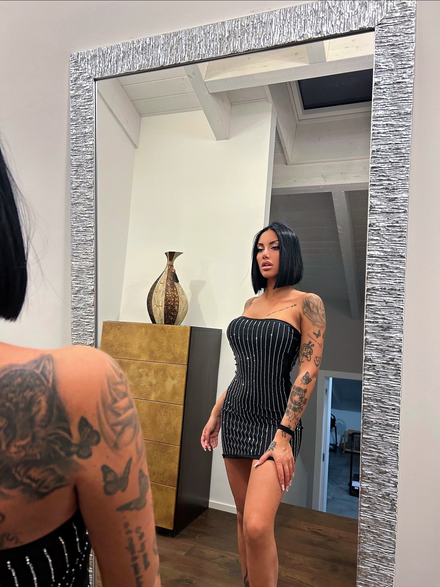Tubino con strass nero