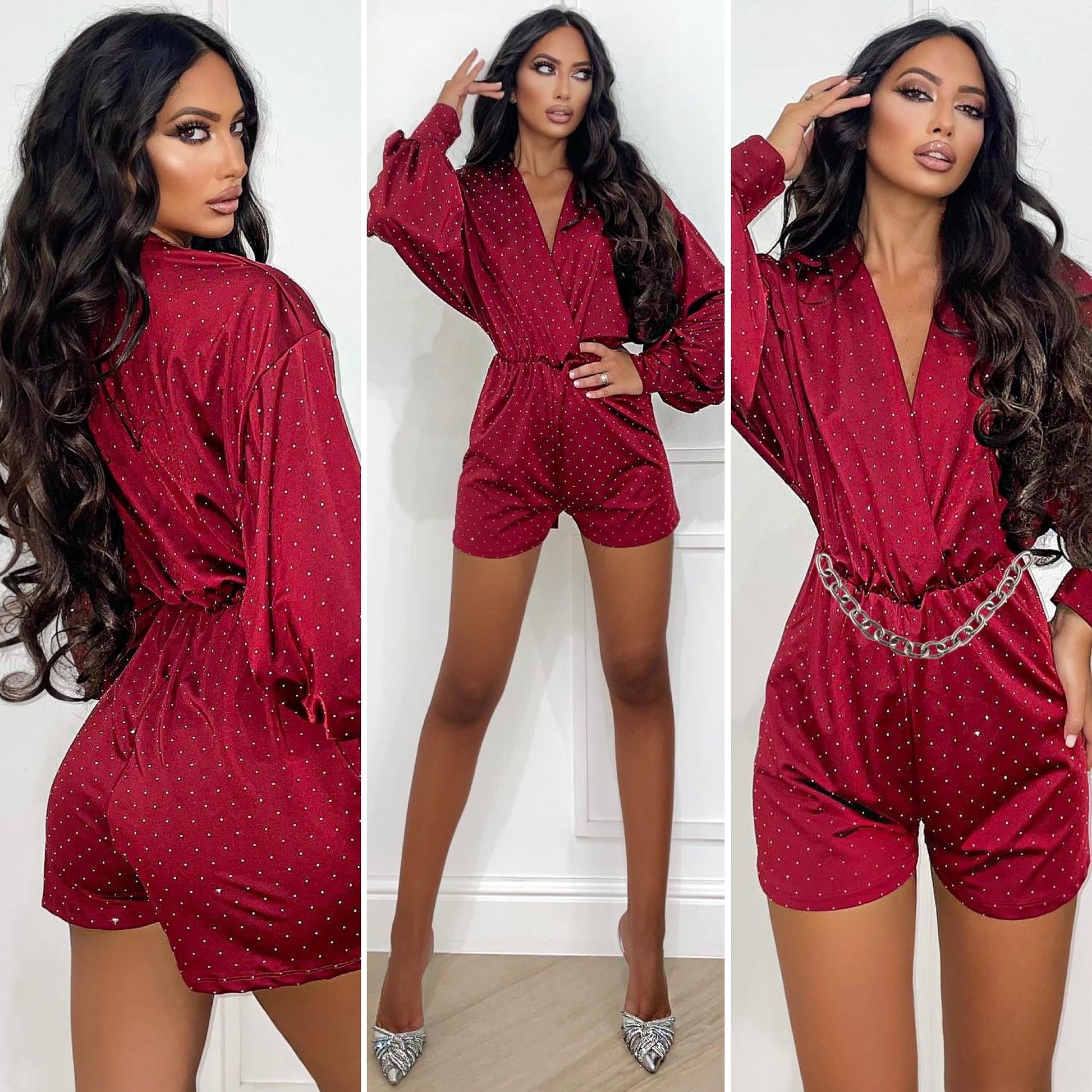 Tutina bordeaux con strass