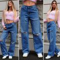 Jeans vita bassa con strappi