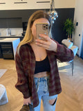 Camicia check burgundy con strass