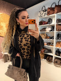 Cardigan Morbido con Cappuccio e laccio Animalier