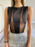 Body nero con trasparenze