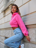 Felpa crop rosa barbie con lacci