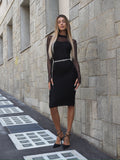 Abito midi in velo nero