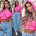 Felpa crop rosa barbie con lacci