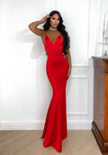 Abito sirena bretellina rosso