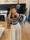 Maglione a righe marrone