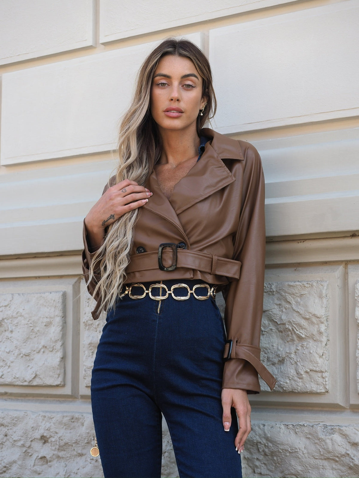 Giacca in ecopelle choco
