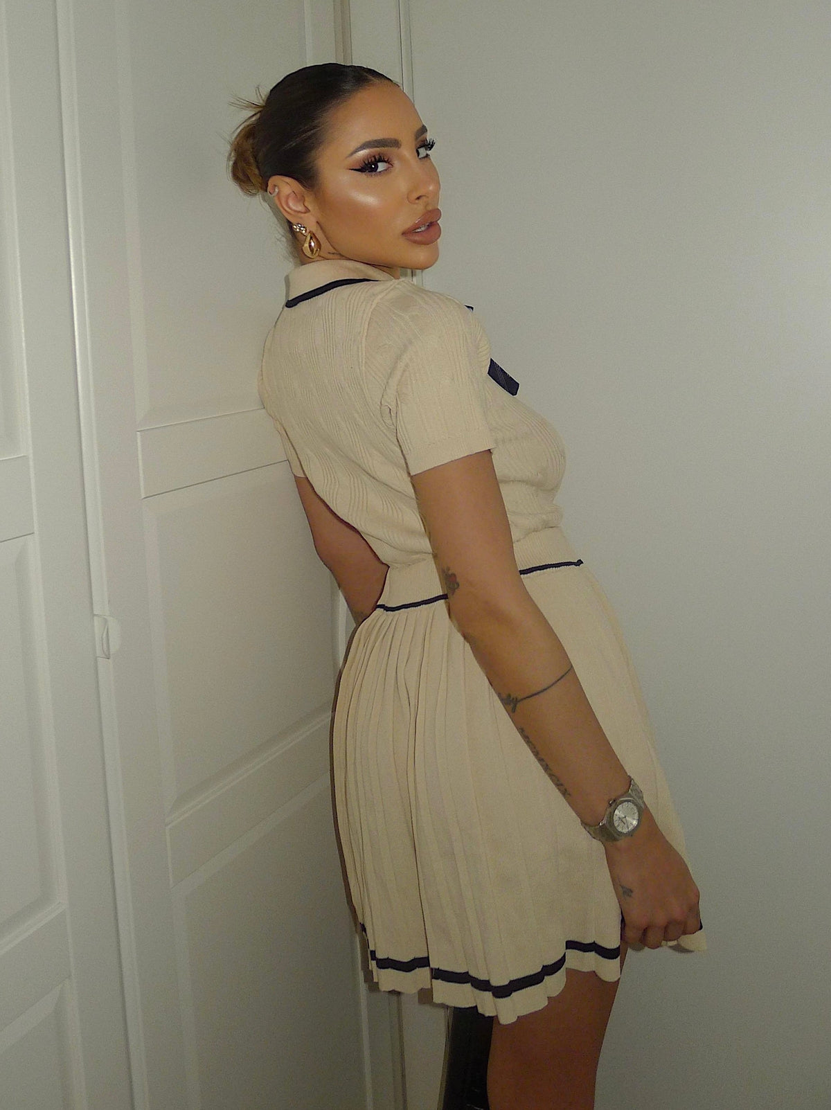Set maglia e gonna tennis beige