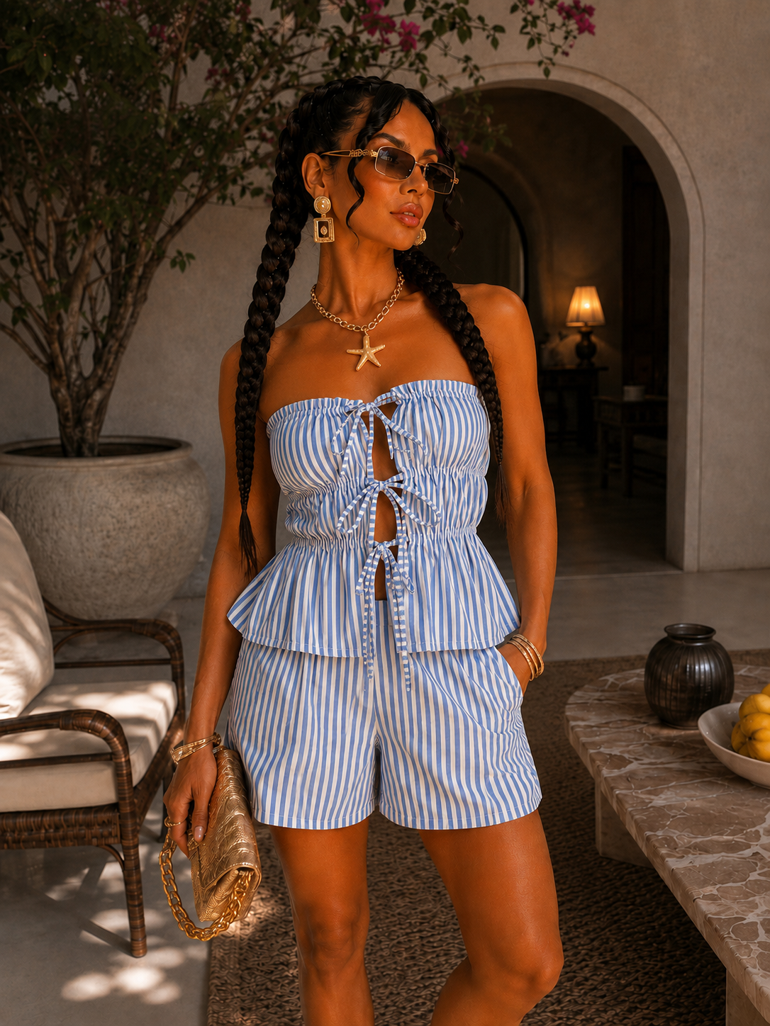 Completo Righe Summer Top e Short