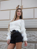 Maglione bianco con frange