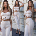 Completo top e pantalone con strass burro