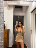 Body gold con scollo a V e manicotti