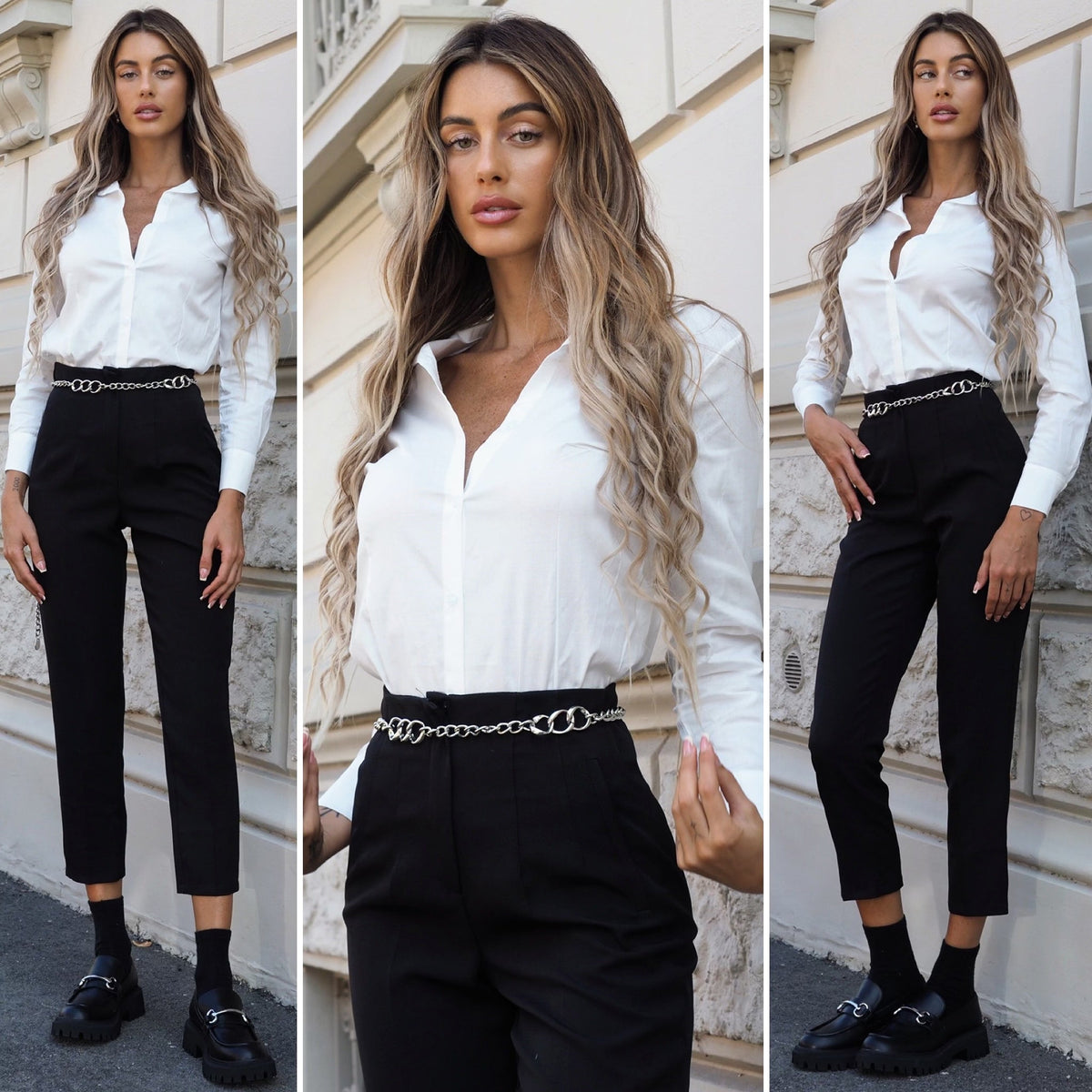 Pantalone vita alta nero