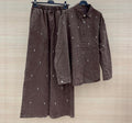 Completo denim dark con strass