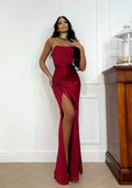 Abito a sirena con push up e incrocio Bordeaux