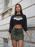 Felpa crop nera aquila