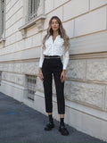 Pantalone vita alta nero