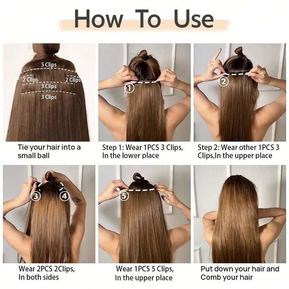 Extension 150gr 7 clip Castano Naturale 60cm