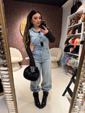 Salopette in jeans con cerchi