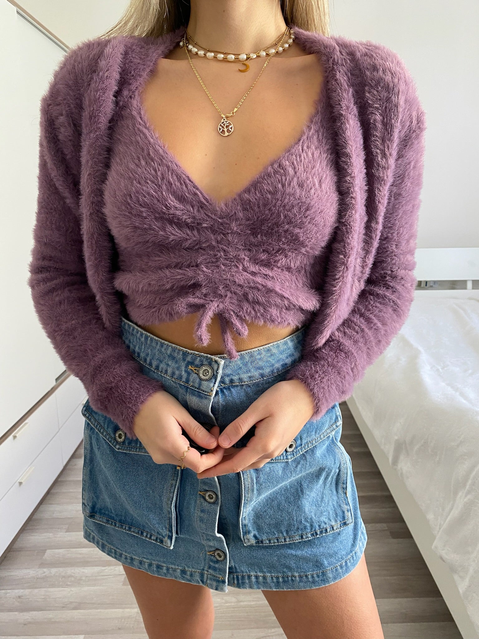 Due pezzi Cardigan e top glicine