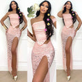 Completo top e gonna in pizzo rosa