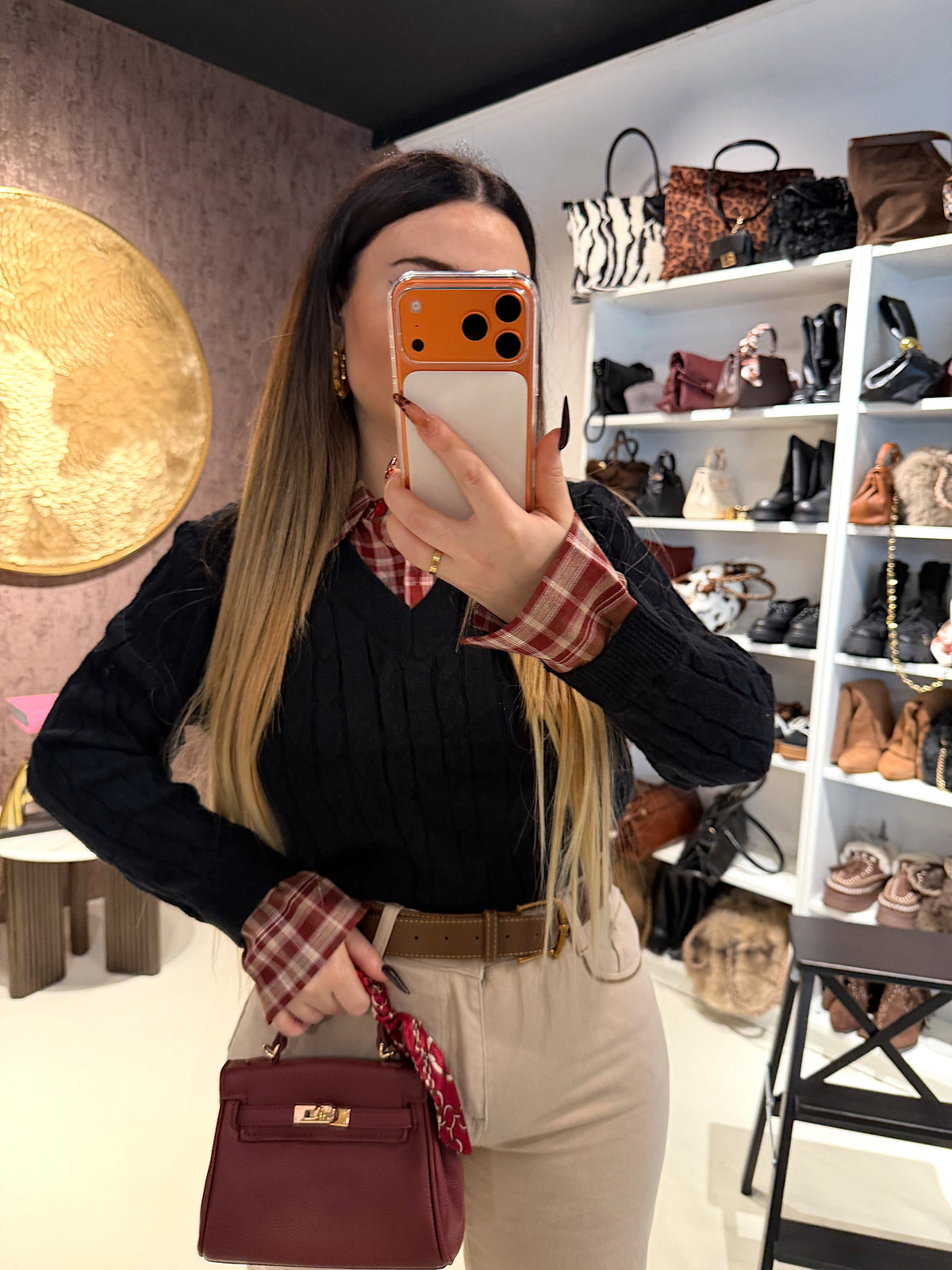 Maglioncino con camicia integrata a quadri