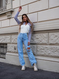 Maglione con zip e dettagli lilla