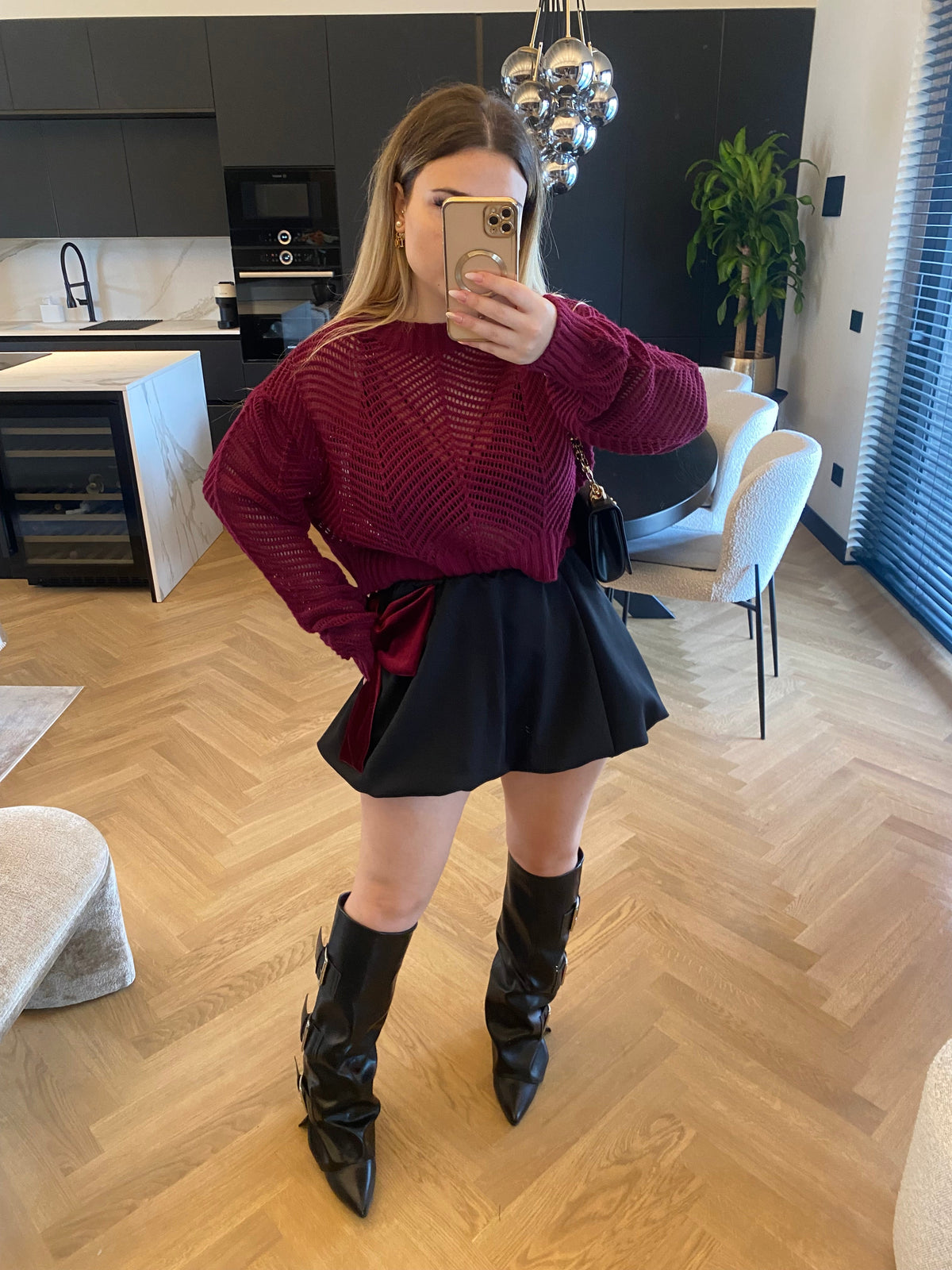 Maglioncino traforato bordeaux