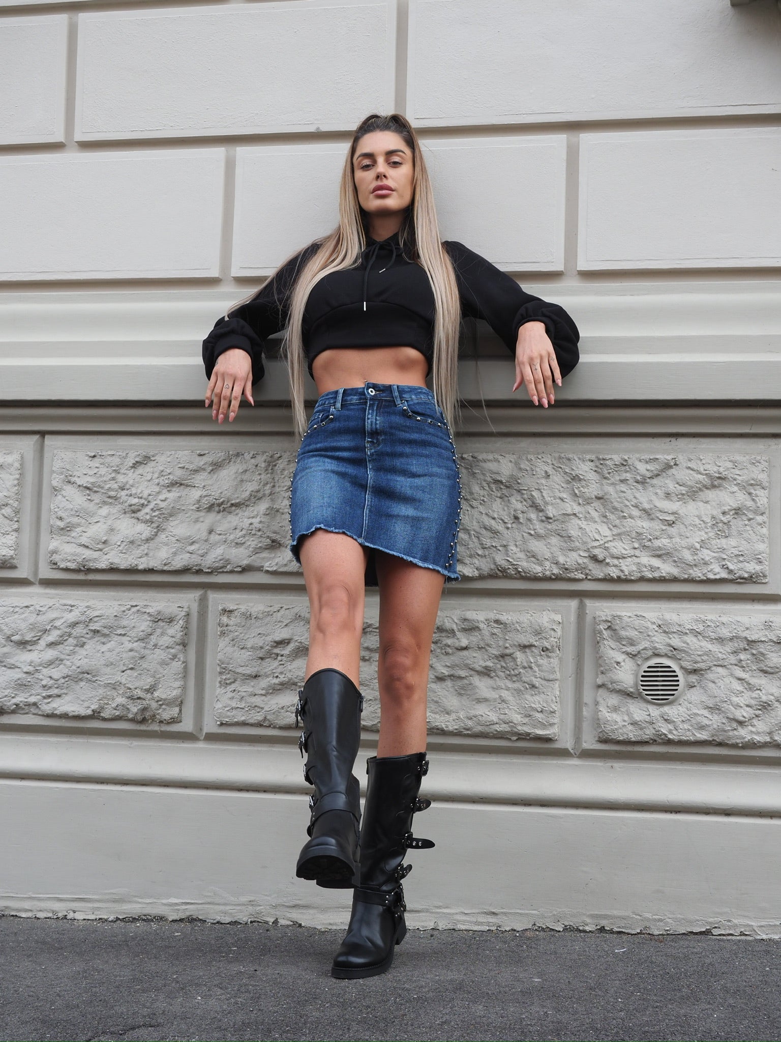 Gonna in jeans con borchie