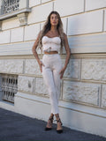 Completo top e pantalone con strass burro