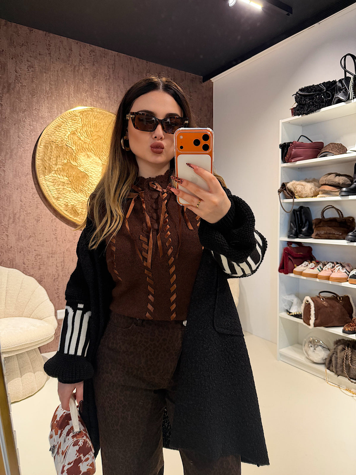 Cardigan lungo con polsino