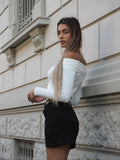 Maglioncino bianco scollo a barchetta con cuori