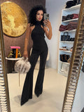Tuta choker schiena aperta nero