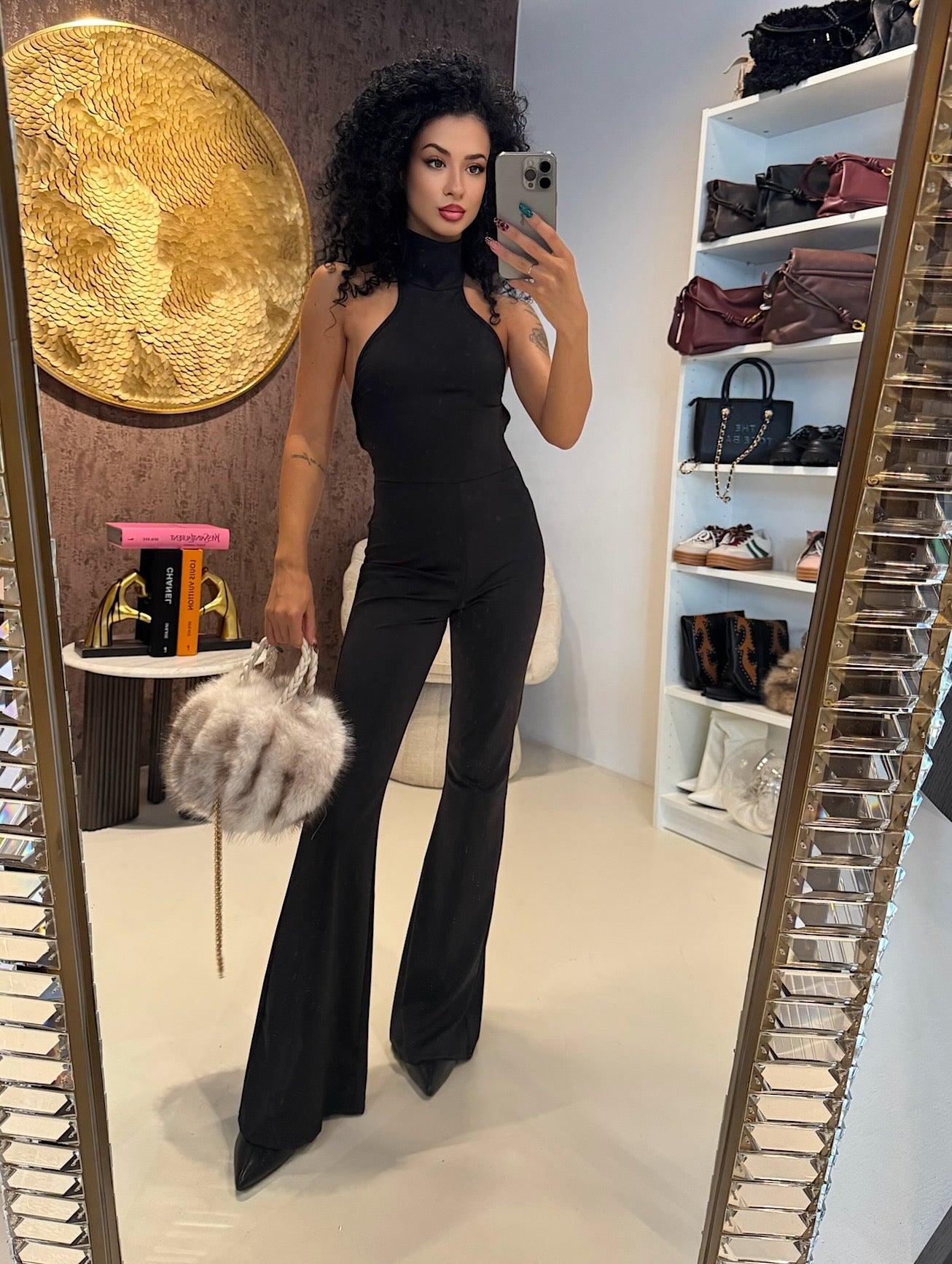 Tuta choker schiena aperta nero
